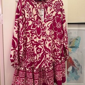 Zara Magenta and White Dress